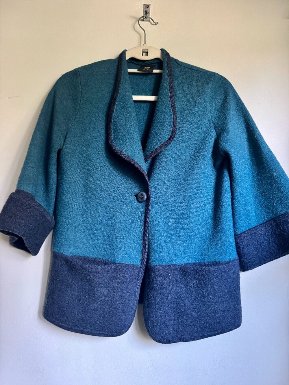 Colorblock merino wool sweater jacket